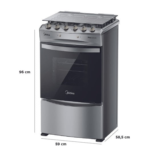Cocina a Gas 4 quemadores 24inch Silver con Grill