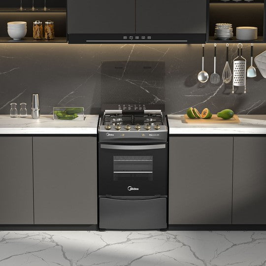 Cocina a Gas 4 Quemadores con Grill Carbon Gre